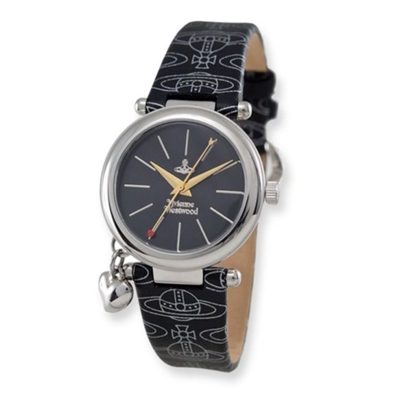 Ladies Vivienne Westwood Orb Black Logo Strap Watch-NIB Discontinued - Picture 1 of 2